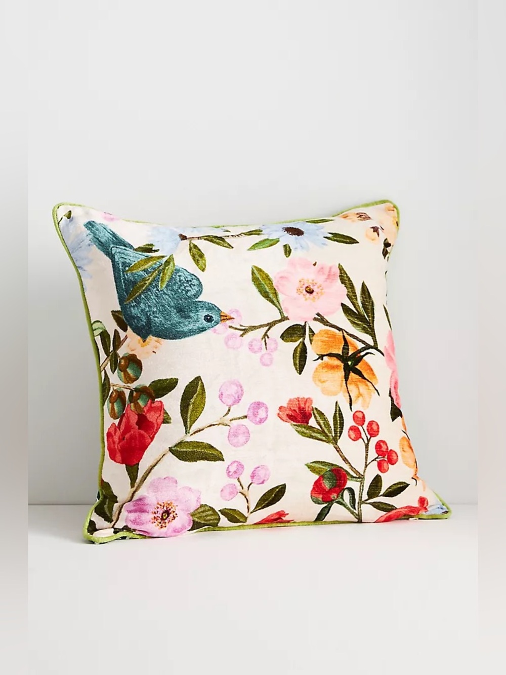 New Anthropologie Home Decor Alva Floral Cotton Velvet Throw Accent Pillow